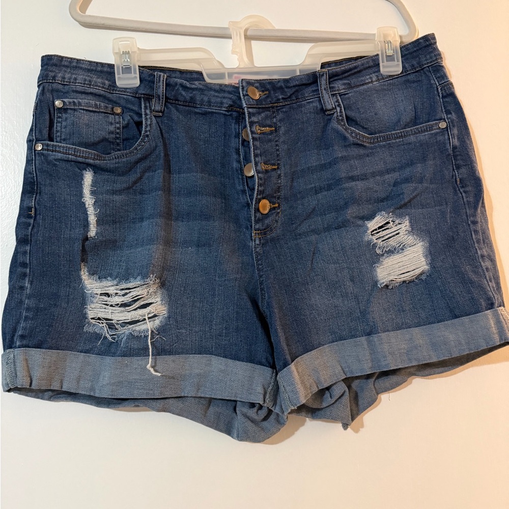 Dollhouse Blue Distressed Jean Shorts